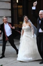 SELENA GOMEZ in a Wedding Dress on the Set of Only Murders in the Building with Martin Short and Steve Martin in New York 03/21/2023