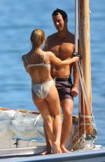 SYDNEY SWEENEY in Bikini at a Yacht Filming in Sydney 03/08/2023