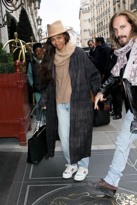 ZOE SALDANA and Marco Perego Out at Paris Fashion Week 03/05/2023