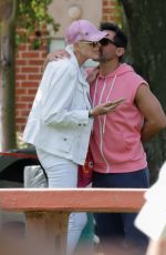 BRIGITTE NIELSEN and Mattia Dessi Takes Their Daughter Frida to Easter Egg Hunt in Los Angeles 04/09/2023