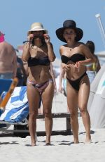 CAROLINA GAITAN in Vikini with a Friend at Soho Beach House in Miami Beach 04/07/2023