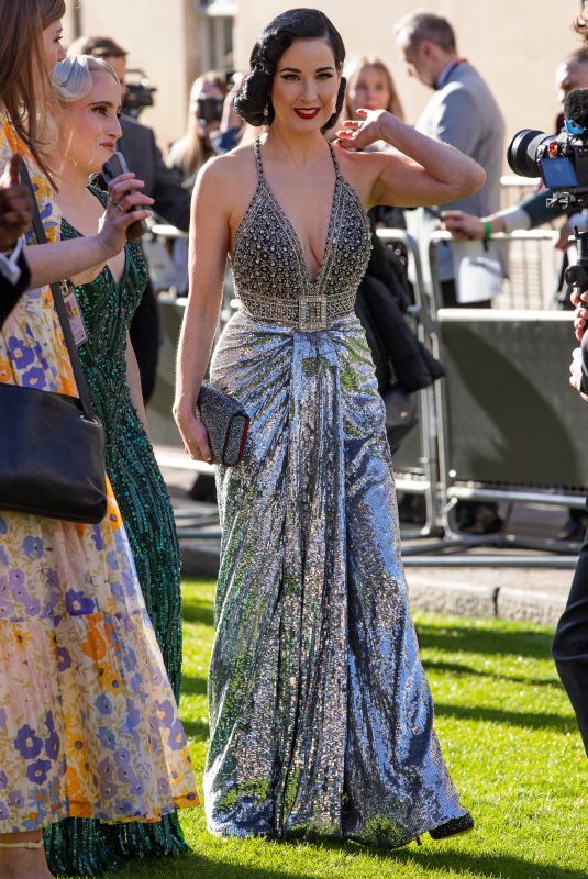 DITA VON TEEDE Arrives at Olivier Awards at Royal Albert Hall in London 04/02/2023