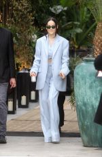 DOVE CAMERON in a Baby Blue Suit Leaves an Event in Hollywood 04/13/2023