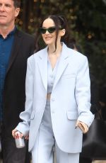 DOVE CAMERON in a Baby Blue Suit Leaves an Event in Hollywood 04/13/2023