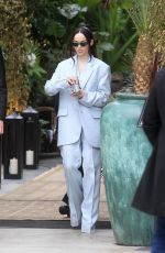 DOVE CAMERON in a Baby Blue Suit Leaves an Event in Hollywood 04/13/2023