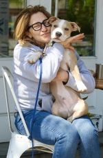 EDIE FALCO Out with Her Dog Mackie in New York 04/20/2023