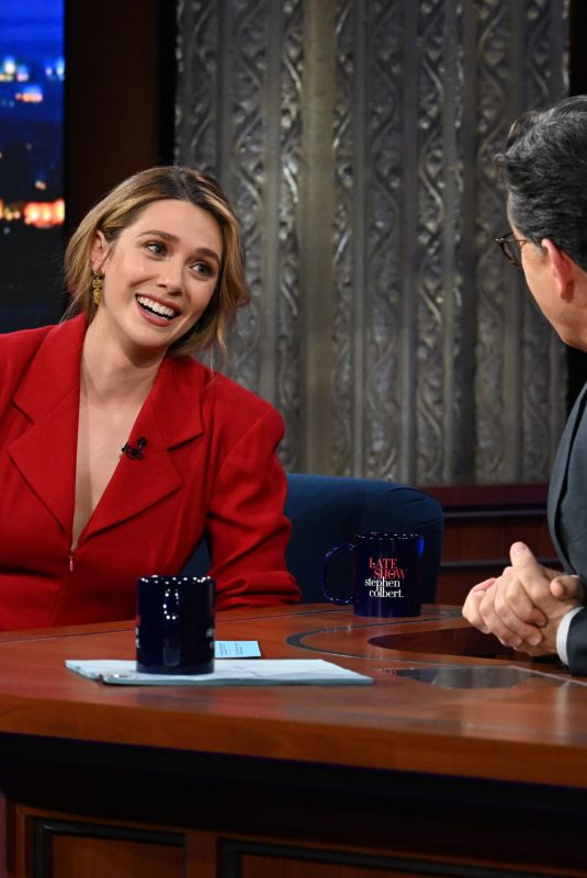 ELIZABETH OLSEN at Late Show with Stephen Colbert 04/19/2023