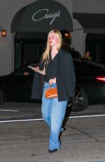 ELLE FANNING Out for Dinner at Craig