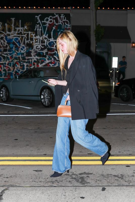 ELLE FANNING Out for Dinner at Craig