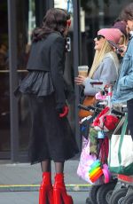 EMMA ROBERTS and CARA DELEVINGE on the Set of American Horror Story 04/24/2023