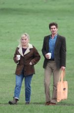 FLORENCE PUGH on the Set of We Live in Time 04/03/2023