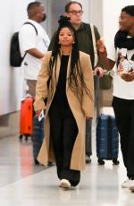 HALLE BAILEY Arrives at LAX Airport in Los Angeles 04/10/2023