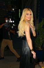 JESSICA SIMPSON in a Long Leather Black Dress Out in New York 04/12/2023