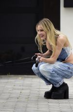 JOY CORRIGAN Out with Her Dogs in Los Angeles 04/02/2023