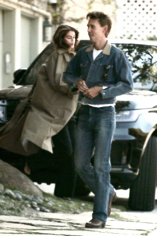 KAIA GERBER and Austin Butler Arrives at a Friend