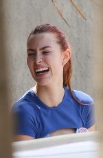 KAREN GILLAN in Tights Leaves a Gym in Los Angeles 04/25/2023