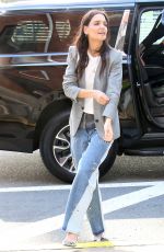 KATIE HOLMES and LUCY FREYER Arrives at The Drew Barrymore Show in New York 04/13/2023