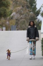 KELLY GALE Out with Her Dog for a Morning Stroll in Venice Beach 04/17/2023