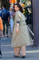 LILY JAMES on the Set of Relay in New York 04/12/2023