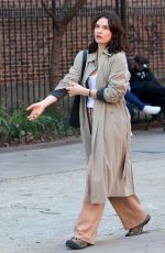 LILY JAMES on the Set of Relay in New York 04/12/2023