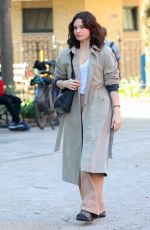 LILY JAMES on the Set of Relay in New York 04/12/2023