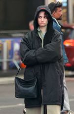 LILY JAMES on the Set of Relay in New York 04/17/2023