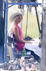 MARGOT ROBBIE on the Set of Barbie Reshoot in Los Angeles 04/17/2023