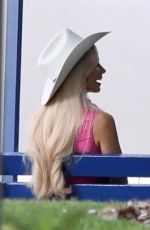 MARGOT ROBBIE on the Set of Barbie Reshoot in Los Angeles 04/17/2023
