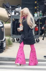 MARGOT ROBBIE on the Set of Barbie Reshoot in Los Angeles 04/17/2023