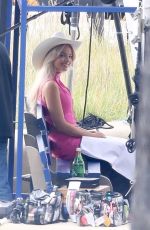 MARGOT ROBBIE on the Set of Barbie Reshoot in Los Angeles 04/17/2023