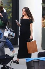 MILA KUNIS Sports a Baby Bump on the Set of Goodrich with Michael Keaton in Los Angeles 04/06/2023