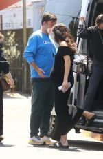 MILA KUNIS Sports a Baby Bump on the Set of Goodrich with Michael Keaton in Los Angeles 04/06/2023