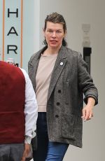MILLA JOVOVICH Leaves a Skin Care Clinic in Beverly Hills 04/17/2023