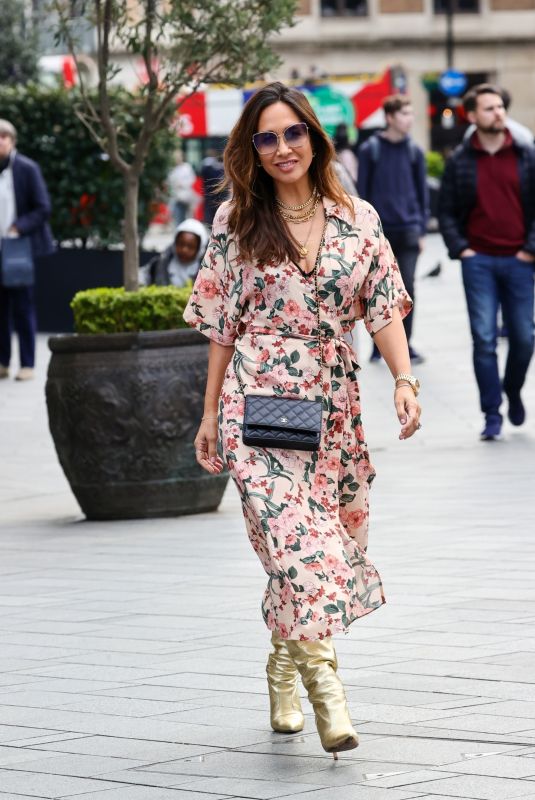 MYLEENE KLASS in a Floral Split Dress Leaves Smooth Radio in London 04/15/2023