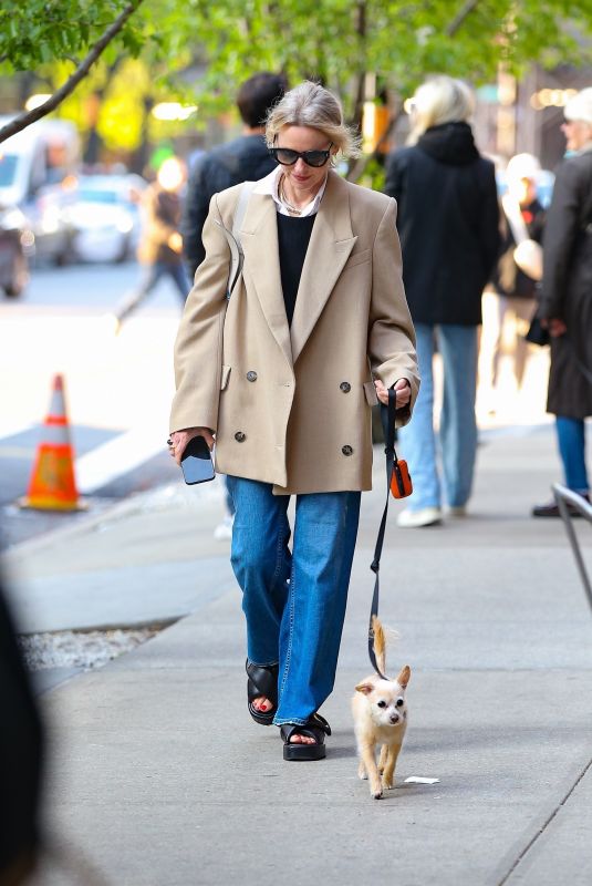 NAOMI WATTS Out with Her Dog in New York 04/26/2023