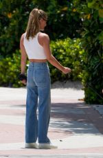 NINA AGDAL Out with Her Dog at Miami Beach 04/13/2023