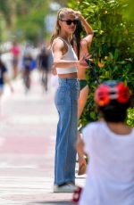 NINA AGDAL Out with Her Dog at Miami Beach 04/13/2023
