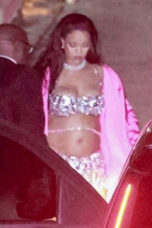Pregnant RIHANNA Arrives at Oscars After-party at Chateau Marmont in Hollywood 03/12/2023