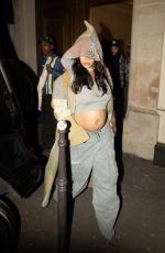 Pregnant RIHANNA Leaves Cesar Restaurant in Paris 04/16/2023