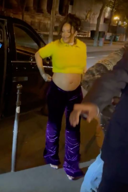 Pregnant RIHANNA Out for Dinner at Caviar Kaspia in Paris 04/22/2023
