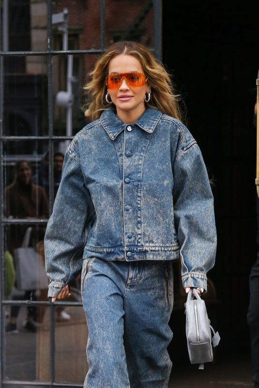 RITA ORA in Double Denim Out in New York 04/28/2023