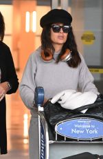 SALMA HAYEK Arrives at JFK Airport in New York 04/25/2023