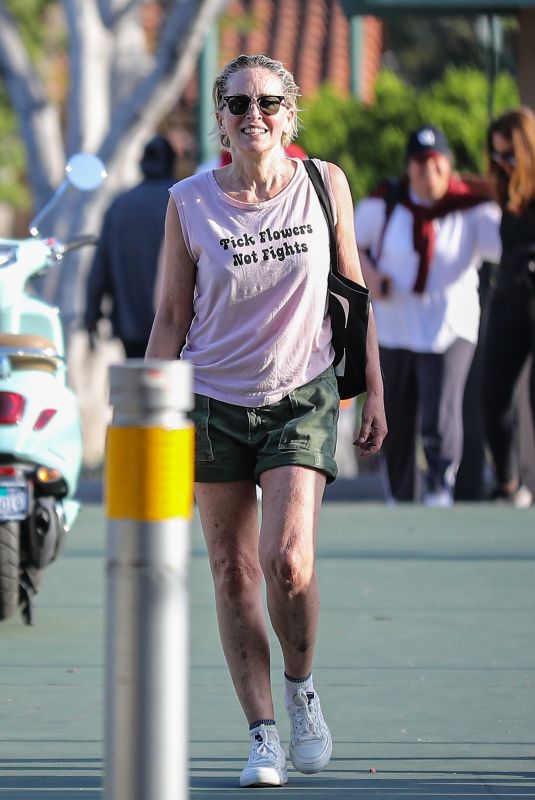 SHARON STONE Out Playing Pickleball with Friends in Beverly Hills 04/23/2023
