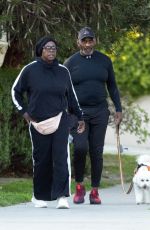 VIOLA DAVIS Out with Her Husband and Their Dog in Toluca Lake 04/10/2023