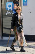 ZOE HARDMAN on Crutches Leaves Global Radio Studios in London 04/13/2023