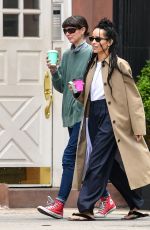 ZOE KRAVITZ Out for Coffee with a Friend in New York 04/24/2023