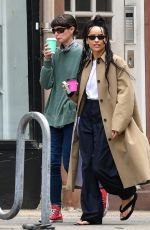 ZOE KRAVITZ Out for Coffee with a Friend in New York 04/24/2023