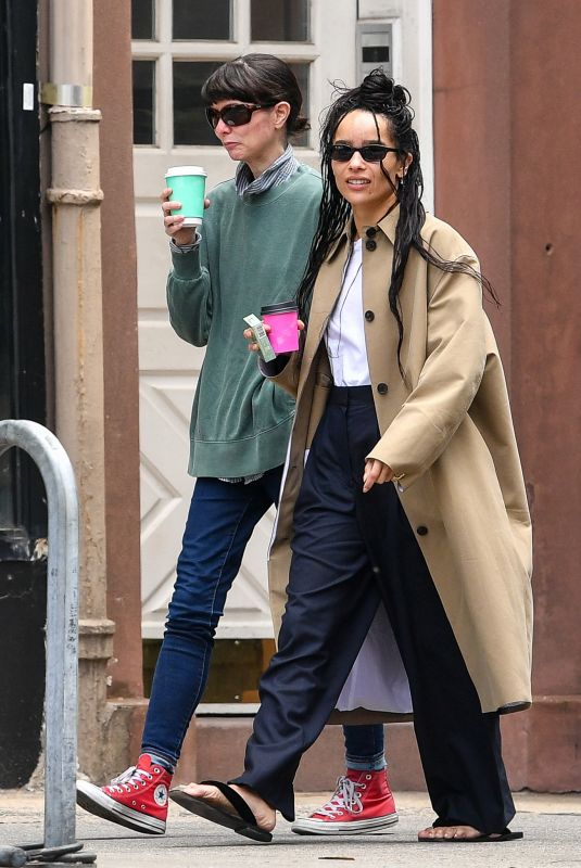 ZOE KRAVITZ Out for Coffee with a Friend in New York 04/24/2023