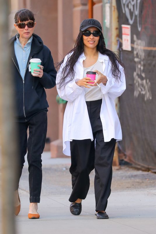 ZOE KRAVITZ Out with a Friend in New York 04/21/2023