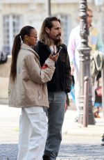 ZOE SALDANA and Marco Perego Out at Ile Saint Louis in Paris 04/09/2023
